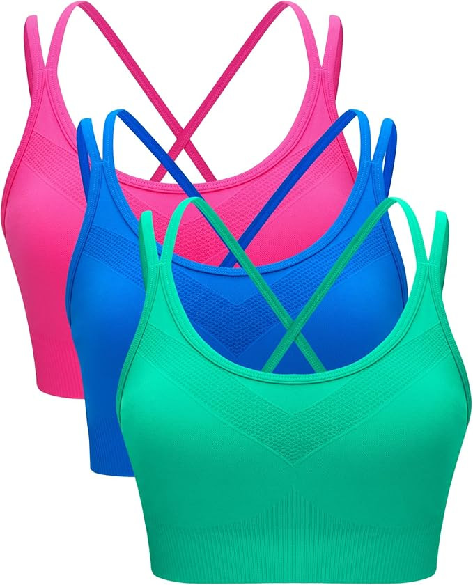 RUNNING GIRL Sports Bras for Women Pack Criss Cross Back Sexy Strappy Sports Bra Seamless Padded ... | Amazon (US)