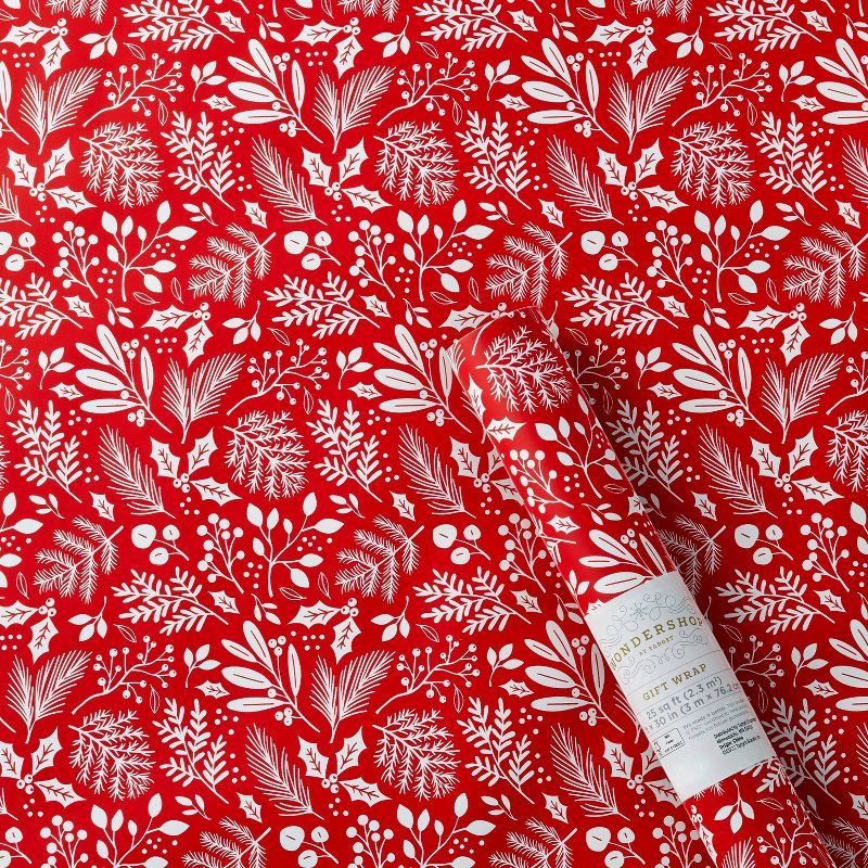 25 sq ft Holiday Foliage Gift Wrap Red - Wondershop™ | Target