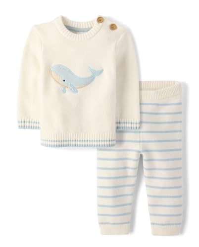 Gymboree,Baby Boys,and Newborn Long Sleeve Sweater and Pants 2-Piece Outfit Set,Ivory Whale,6 Months,9 Months | Amazon (US)