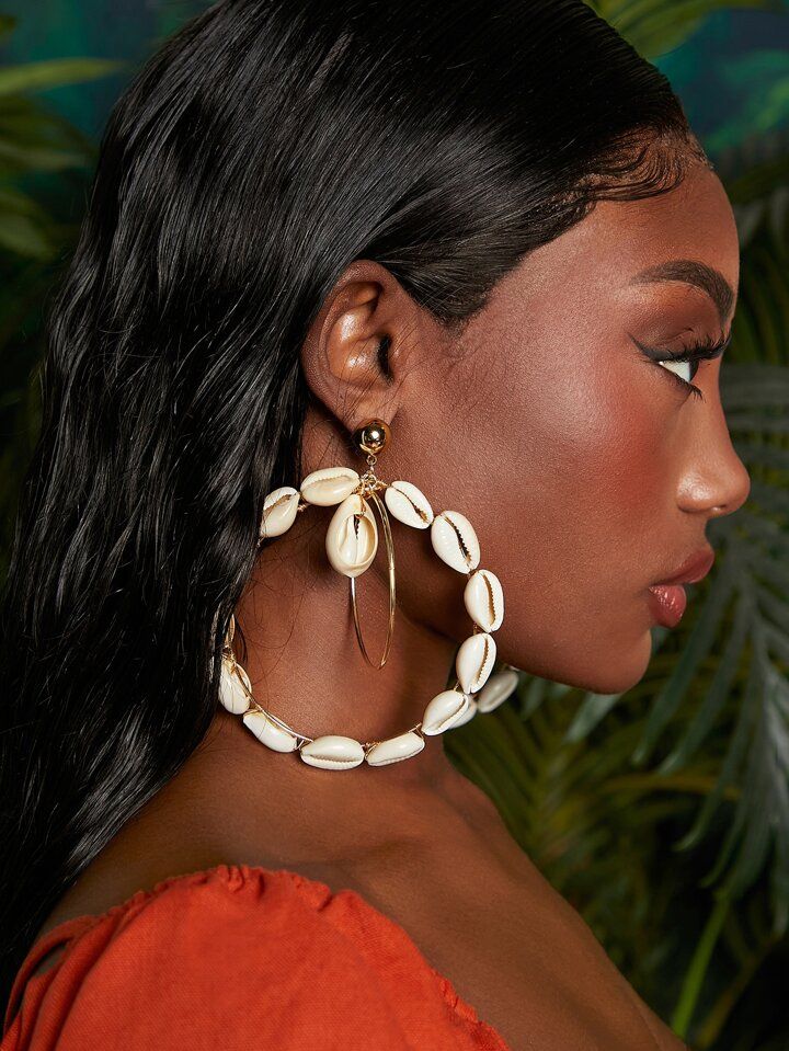 SHEIN SXY Shell Decor Drop Earrings | SHEIN