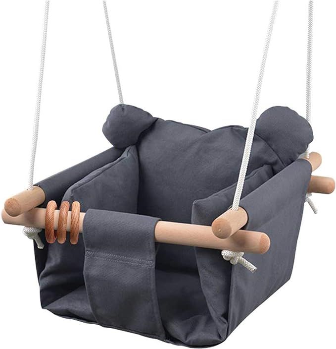 DILIMI Baby Canvas Hanging Swing Seat Toddler Secure Indoor & Outdoor Hammock Toy Grey | Amazon (US)