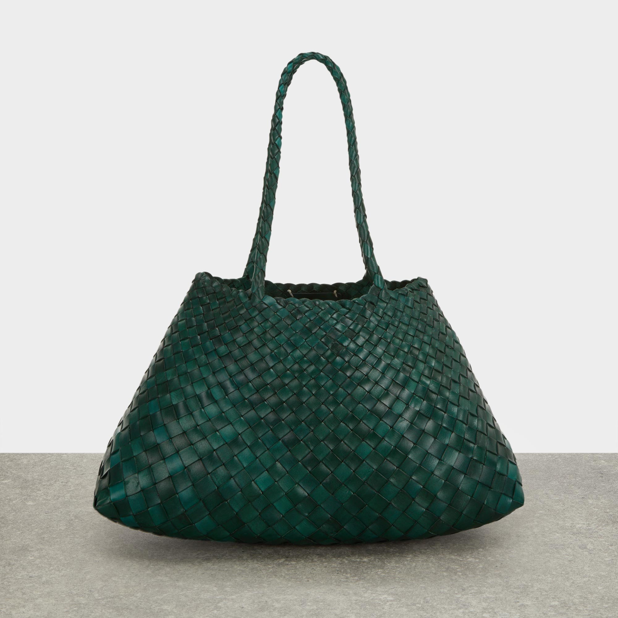 DRAGON DIFFUSION Santa Croce Woven Leather Tote Bag - Forest | Brown Thomas (IE)