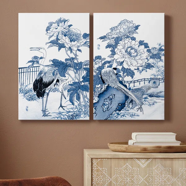 Blue And White Asian Garden I - 2 Piece Wrapped Canvas Print | Wayfair North America