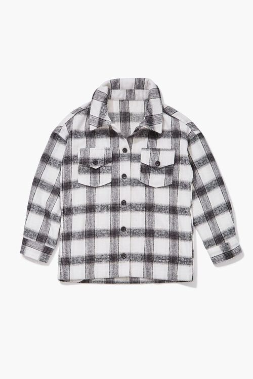 Girls Buttoned Plaid Shacket (Kids) | Forever 21 (US)