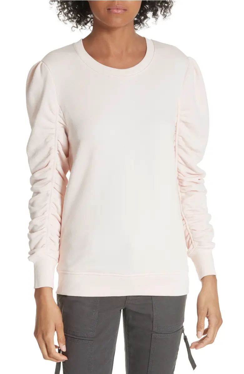 Joie Hencia Ruched Sleeve Pima Cotton Sweatshirt | Nordstrom