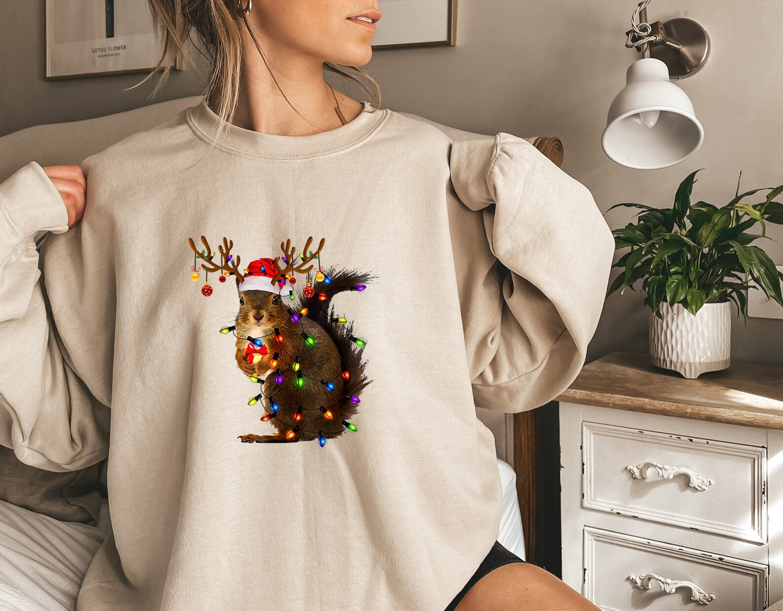 Christmas Squirrel Lights Sweatshirt, Holiday Hoodie - Etsy | Etsy (US)