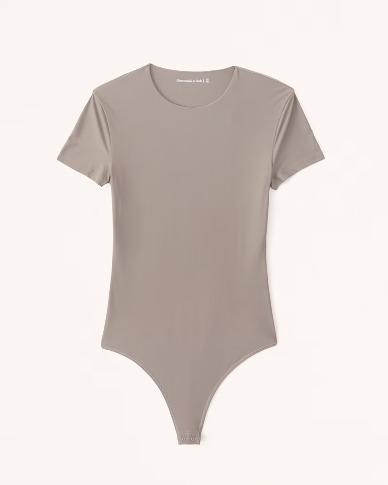 Abercrombie & Fitch Women's Soft Matte Seamless Tee Bodysuit in Taupe - Size XXS | Abercrombie & Fitch (US)