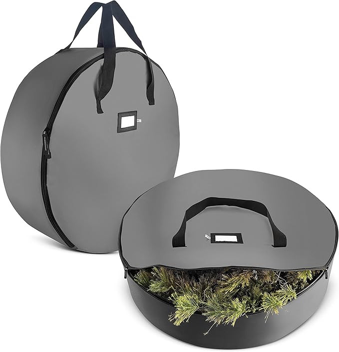 2-Pack Christmas Wreath Storage Bag 30" - Artificial Wreaths, Durable Handles, Dual Zipper & Card... | Amazon (US)