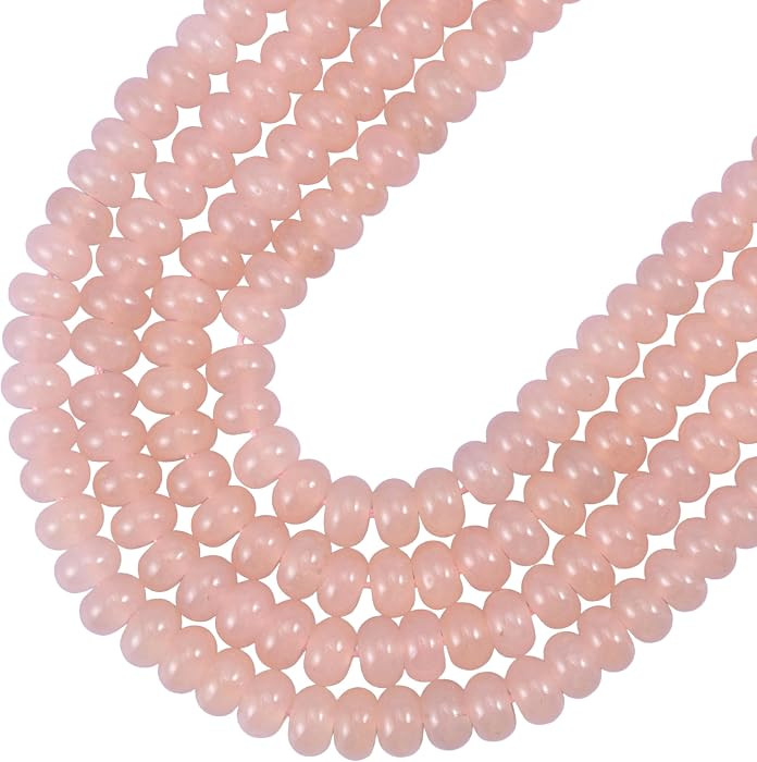 Dyed Jade Smooth Rondelle Loose Beads for Jewelry Making, 5x8mm, 15" Strand (Soft Pink) | Amazon (US)