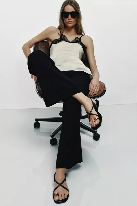 FLAT SANDALS WITH METALLIC DETAIL | Zara US