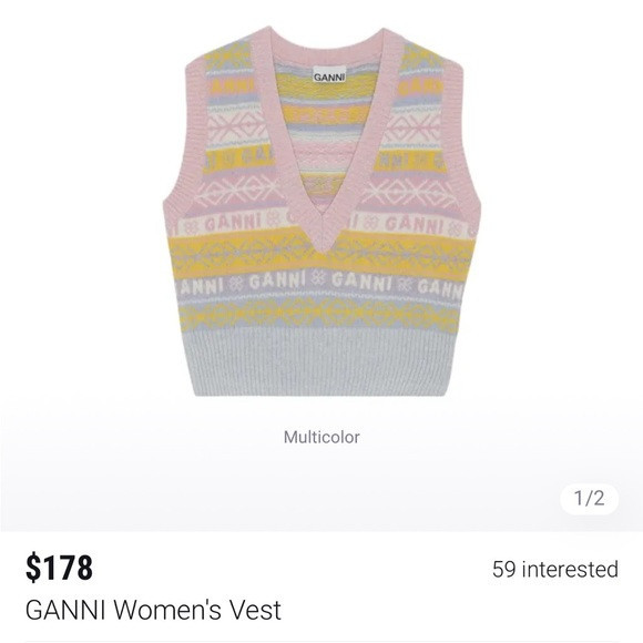 GANNI Logo V-neck Vest size XS worn once. Like new | Poshmark