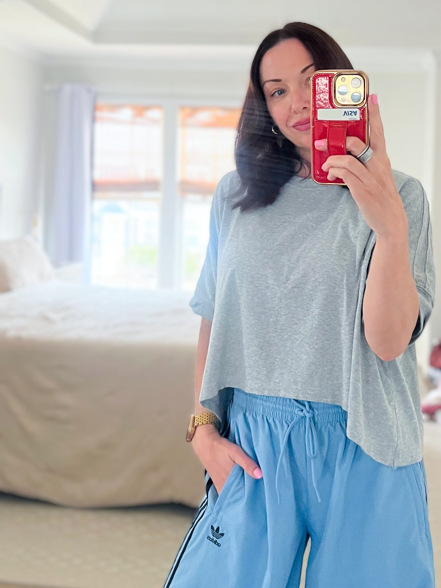 Comfy work from home fit, wearing size XS in adidas track pants

#LTKgrwm #LTKmomlife #LTKootd