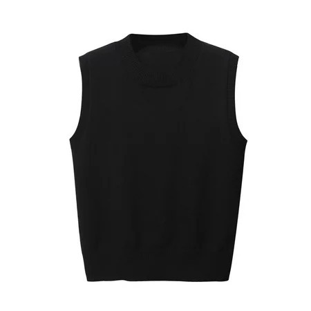 Shldybc Black Sweater Vests for Women V Neck Sleeveless Solid Color Loose Pullover Winter Fall Sweater Knitwear Tank Tops Knit Pullover Top Outerwear - Fall/Winter Clearance | Walmart (US)