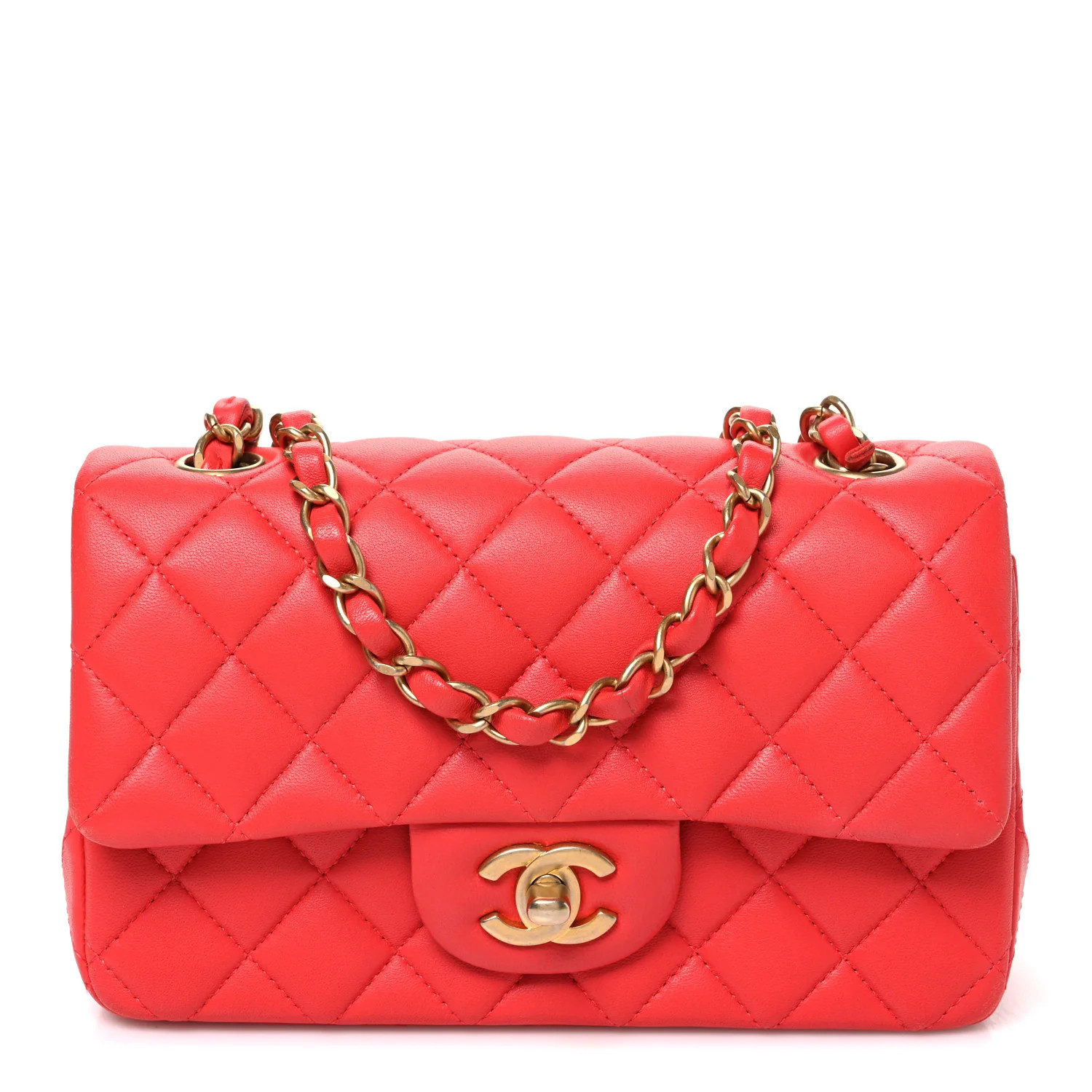 Chanel Lambskin Quilted Mini Rectangular Flap Red 1951528 | FASHIONPHILE (US)