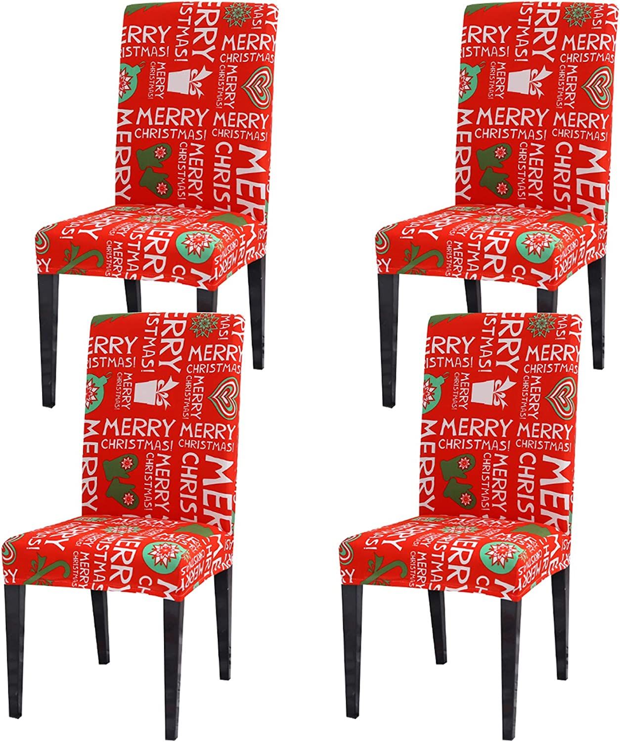 Ogrmar 4PCS Stretch Removable Washable Dining Room Chair Protector Slipcovers Christmas Decoratio... | Amazon (US)