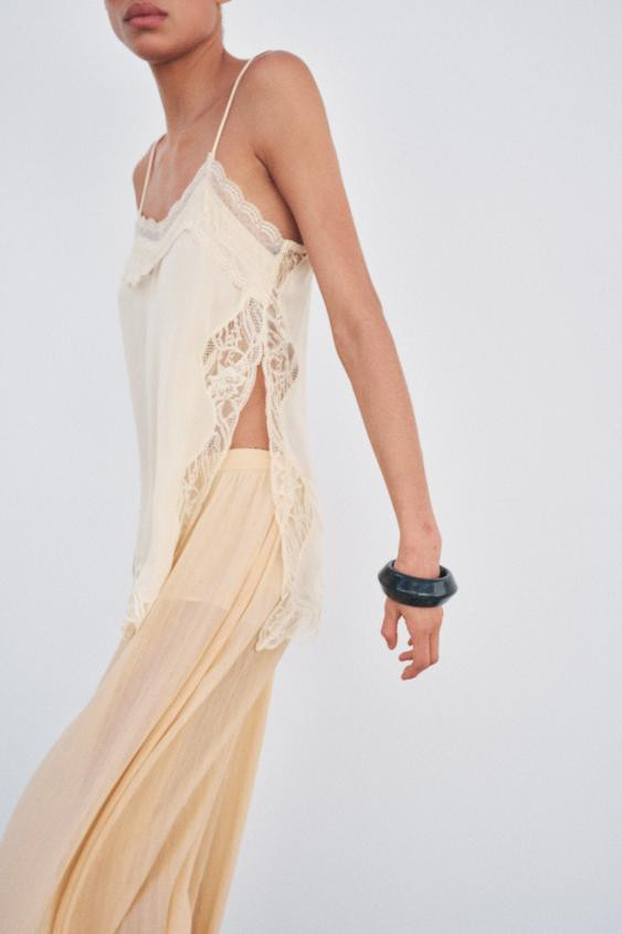 ZW COLLECTION LACE SLIT TOP | Zara US