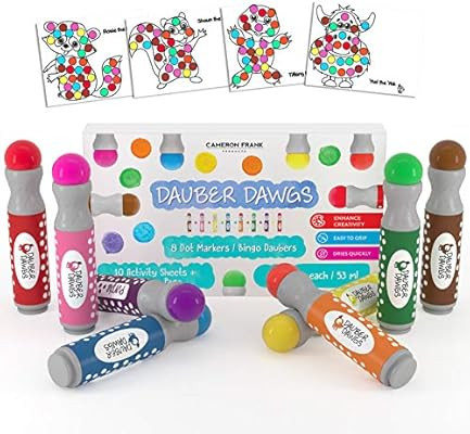 8-pack Washable Dot Markers / Bingo Daubers Dabbers Dauber Dawgs Kids / Toddlers / Preschool / Ch... | Amazon (US)