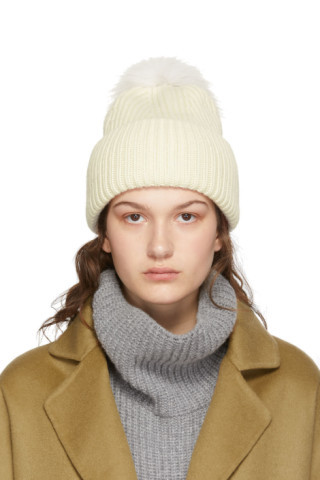 White Bonnet Pompom Beanie | SSENSE 
