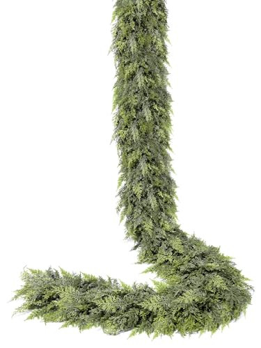 Extra Thick & Lush - 9 Ft by 10 Inch Real Touch Christmas Cedar Garland Artificial Realistic Soft Thickness Greenery Pine Cypress Garlands Christmas Garland for Mantle Fireplace Home Indoor Outdoor | Amazon (US)