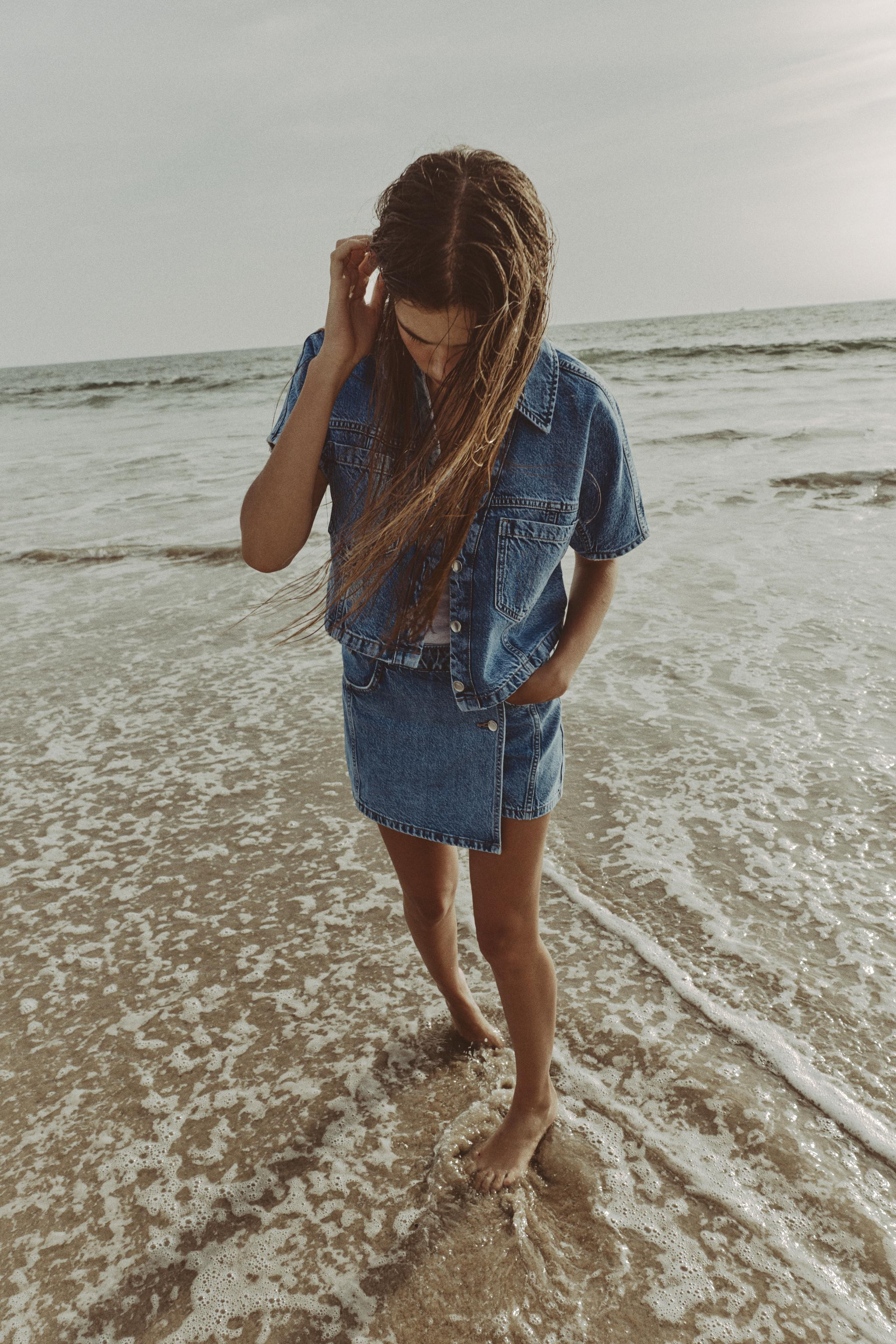 Z1975 WRAP DENIM SKORT | Zara US