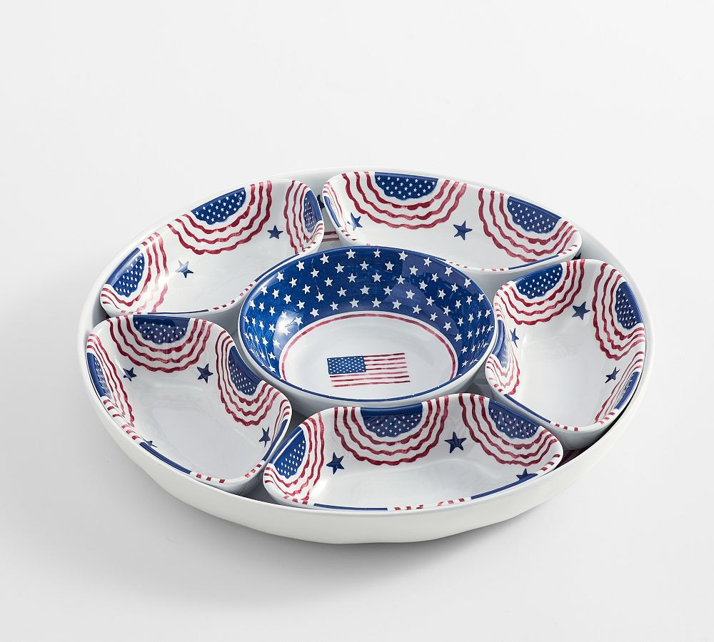 Cabana Americana Outdoor Melamine Sectioned Serving Platter | Pottery Barn (US)