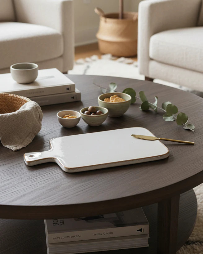 Ivory Ceramic Cheese Tray | MJHome