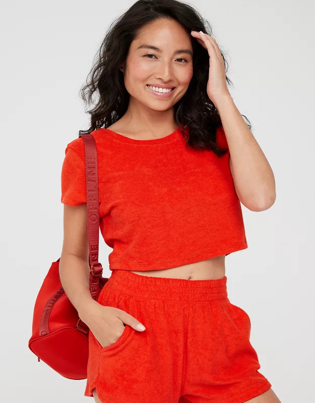 OFFLINE By Aerie Summer Lights Terry Cropped T-Shirt | Aerie
