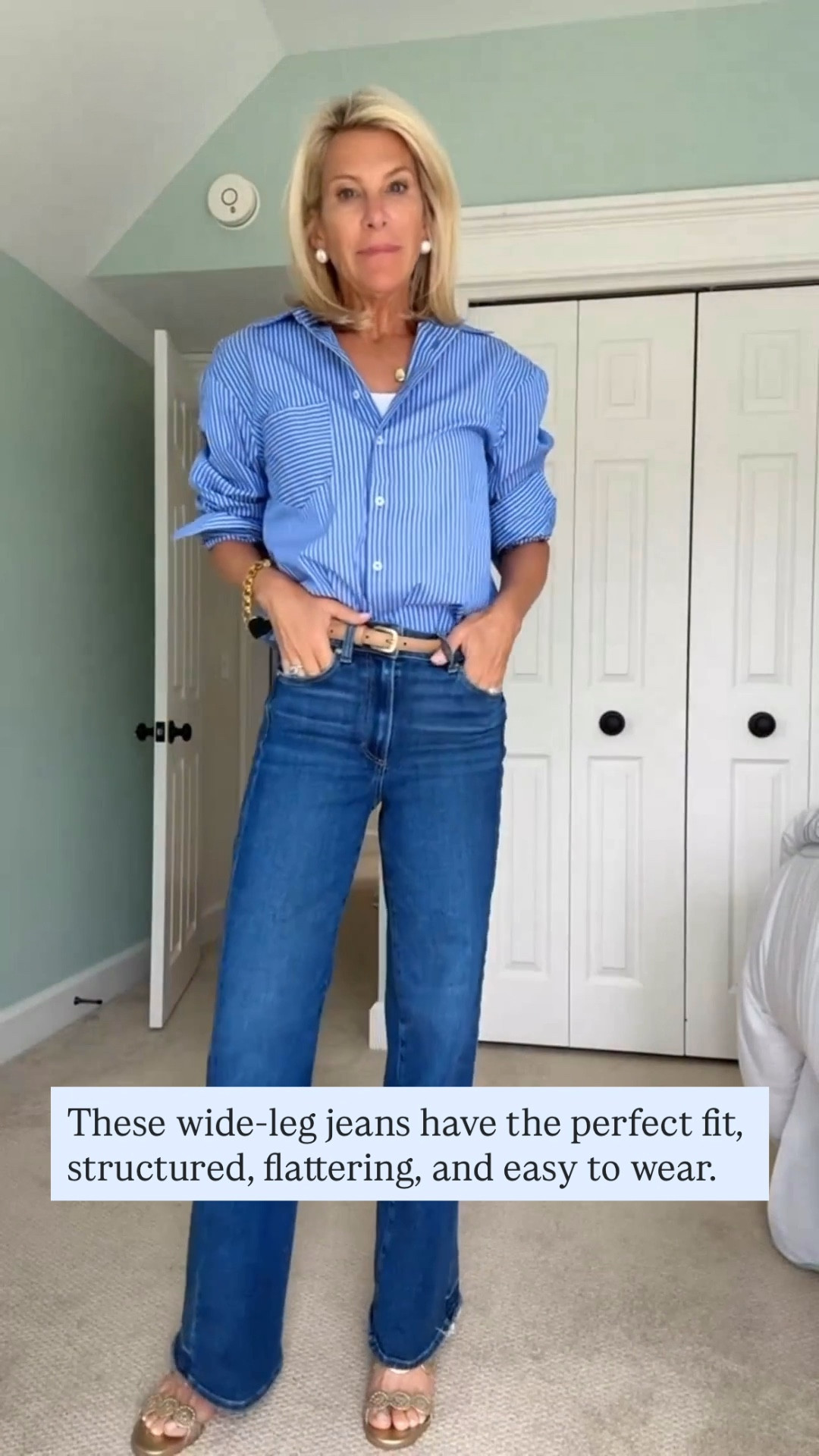 Flattering wide leg jeans that fit well and look polished everyday. 

#LTKootd #LTKOver40