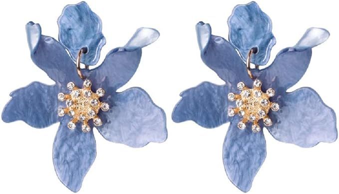 Unique Bohemian Oversized Acrylic Resin Flower Dangle Drop Earrings Retro Large Hawaii Flower Lei... | Amazon (US)