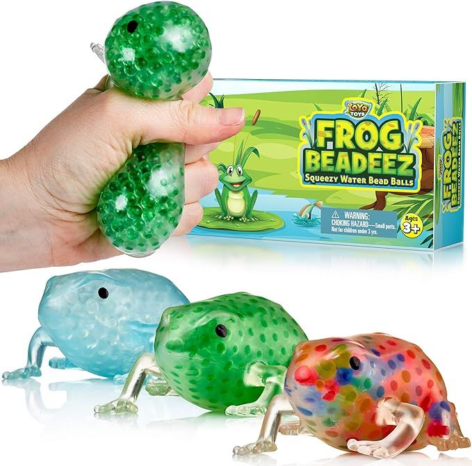 Frog Beadeez 3 Pack Stress Balls for Kids and Adults with Squishy Water Beads, Animal Shaped Stre... | Amazon (US)