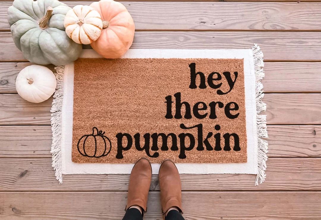 Hey There Pumpkin Doormat, Hello Pumpkin Door Mat, Fall Welcome Mat Custom Doormat Cute Doormat F... | Etsy (US)