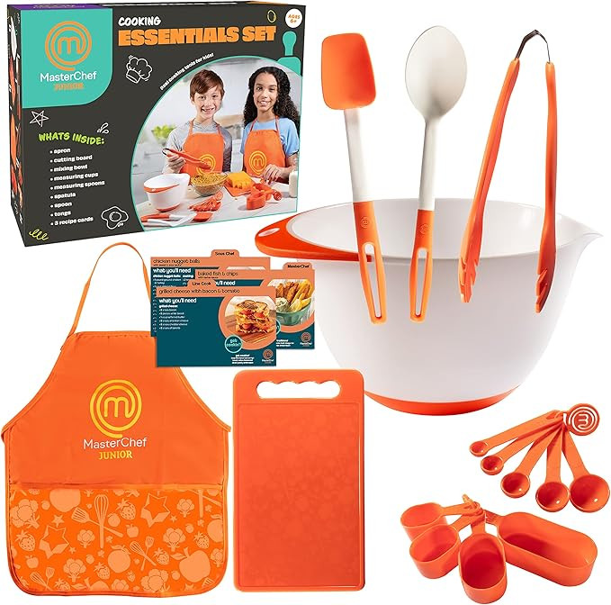 Cooking Essentials Set - 9 Pc. Kit Includes Recipes, Apron, Cutting Board, Mixing Bowl, Measure C... | Amazon (US)