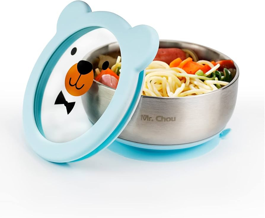 MR. CHOU Baby Bowls with Non-Slip Silicone Suction Cup, Insulated Double-Layer 18/8 Stainless Ste... | Amazon (US)