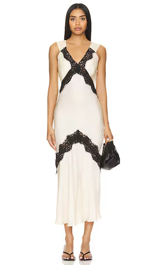 Ava Slip Dress in Cream & Black | Revolve Clothing (Global)