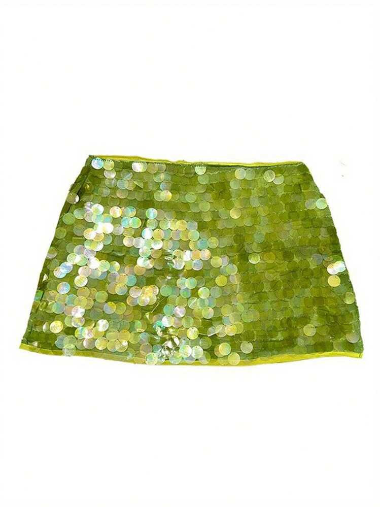 Women's Summer Mini Sequins Skirts Side Split Tie Up Skirt For Daily, Travel, Parties | SHEIN