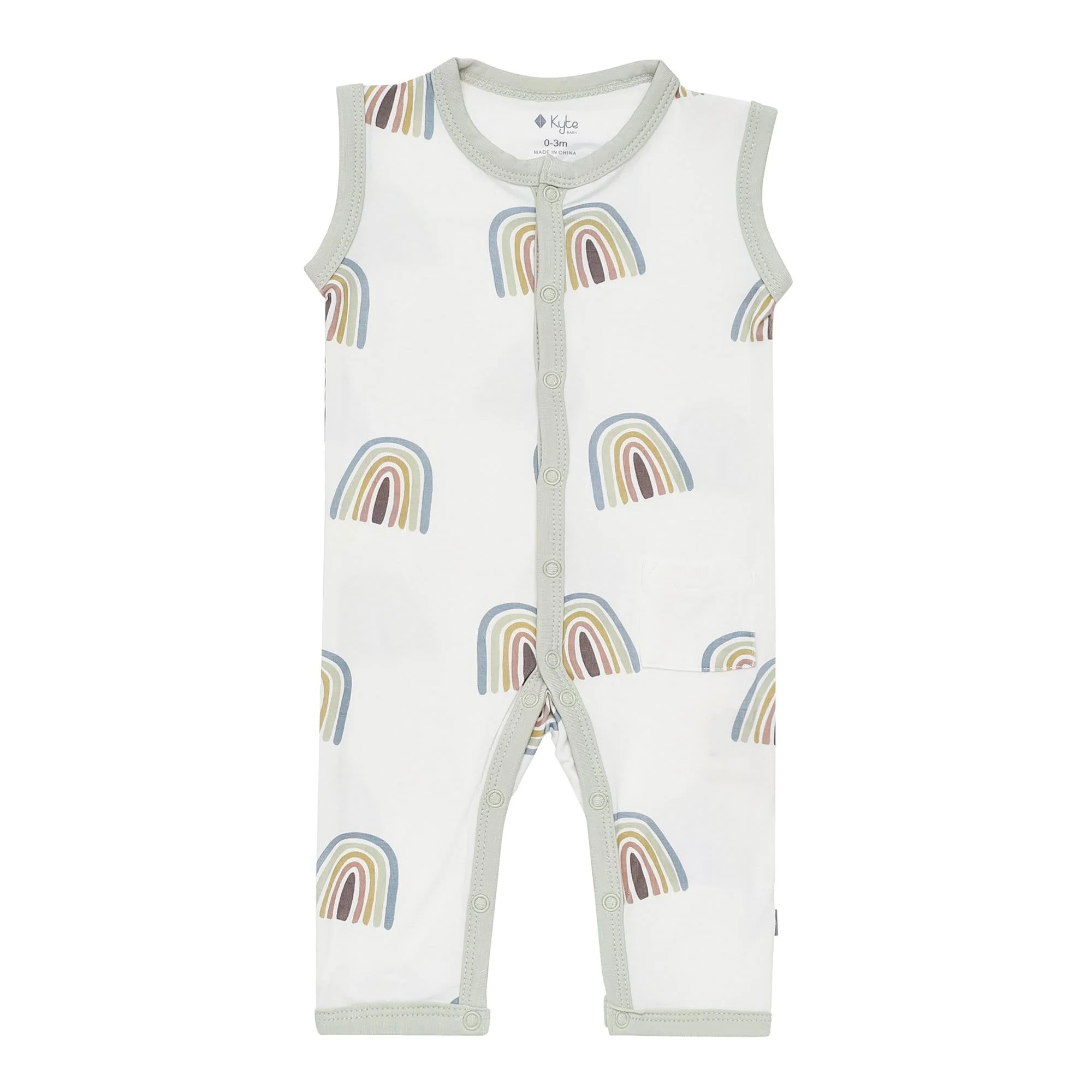 Sleeveless Romper in Aloe Rainbow | Kyte BABY