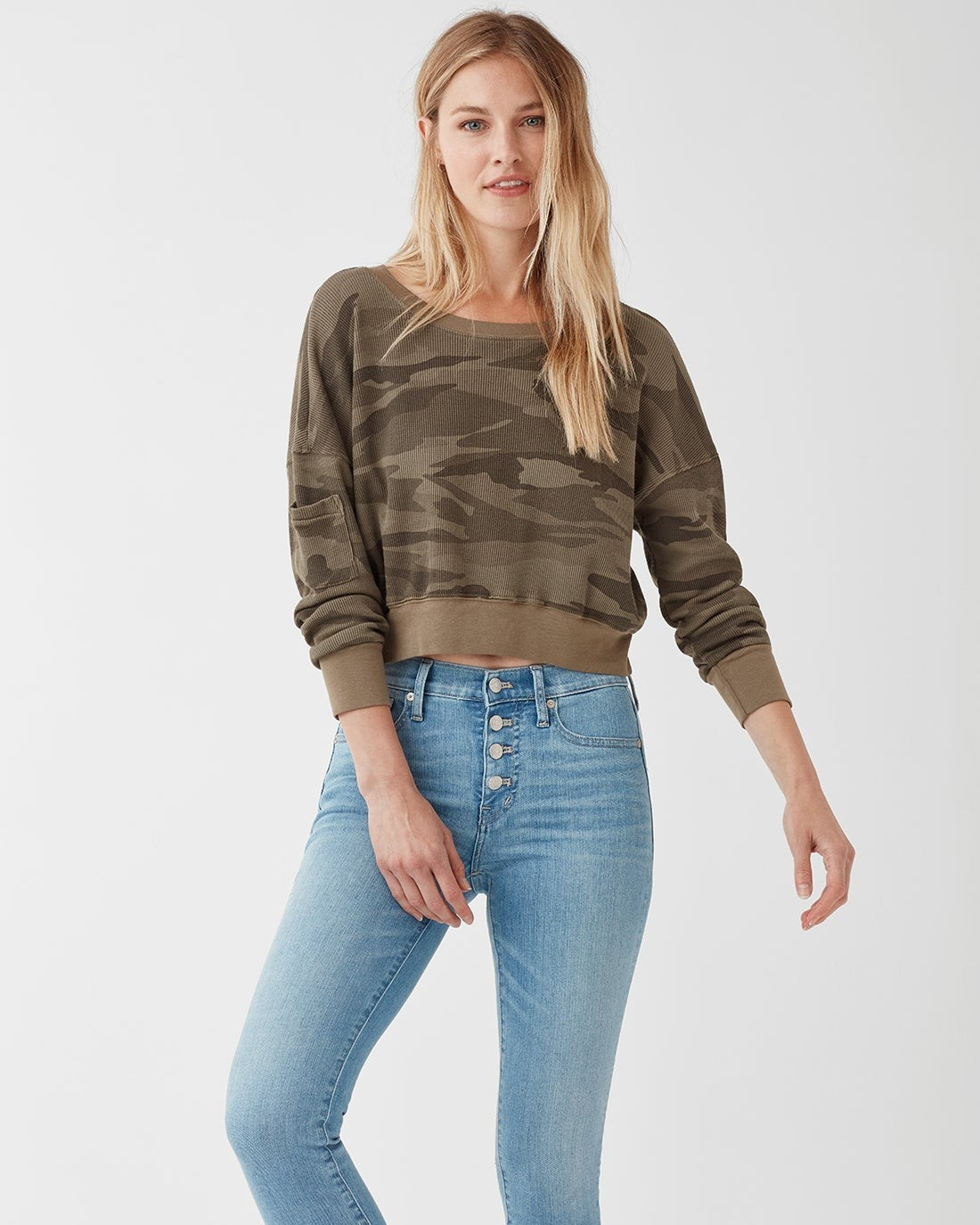 Camo Thermal Wedge Crop Top | Splendid