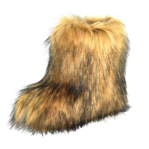 qenqenr Fashion Fur Boots,Flat Heel Comfy Plush Warm Snow Booties,2025 Winter Outdoors Furry Boots,Mid-Calf Faux fur Boot for Women. | Amazon (US)
