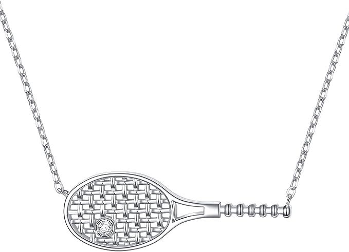 DAOCHONG S925 Sterling Silver Jewelry Tennis Racket Pendant Necklace Gift for Tennis Sports lover... | Amazon (US)