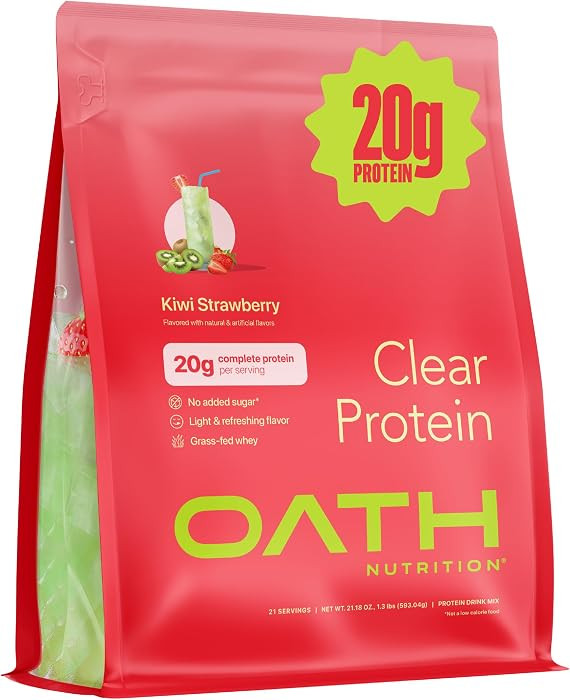Oath Nutrition Clear Whey Isolate Protein Powder, Kiwi Strawberry, 20g Complete Protein per Servi... | Amazon (US)