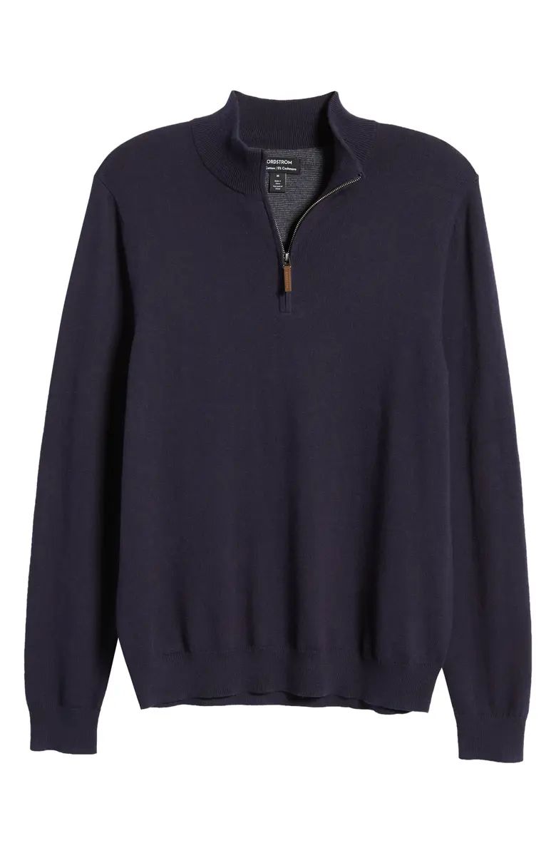 Half Zip Cotton & Cashmere Pullover Sweater | Nordstrom