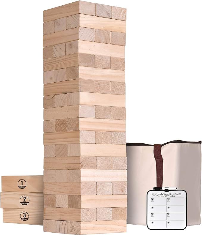 GoSports Giant Wooden Toppling Tower (Stacks to 5+ Feet) - Choose Between Natural, Brown Stain, G... | Amazon (US)