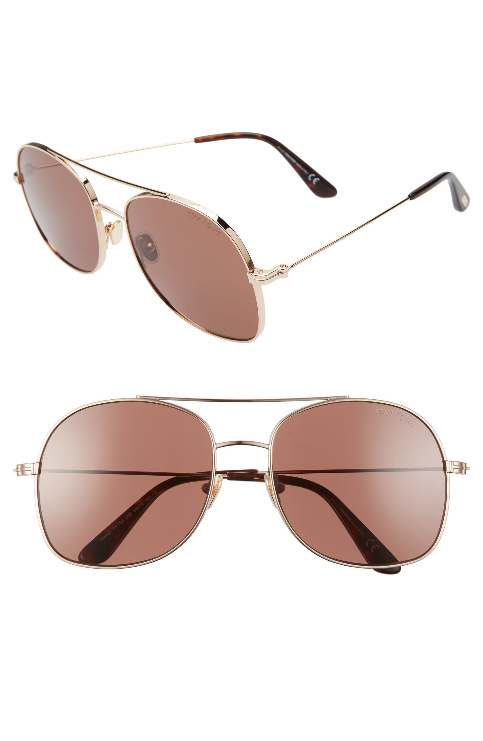 Tom Ford Delilah 58mm Tinted Aviator Sunglasses | Nordstrom | Nordstrom