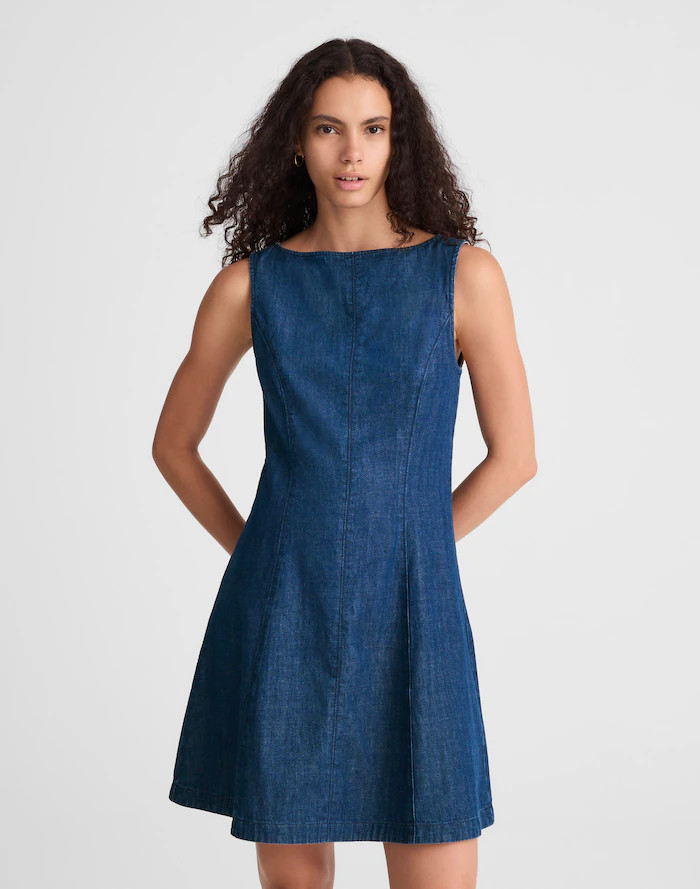 Denim Boatneck Mini Dress | Madewell