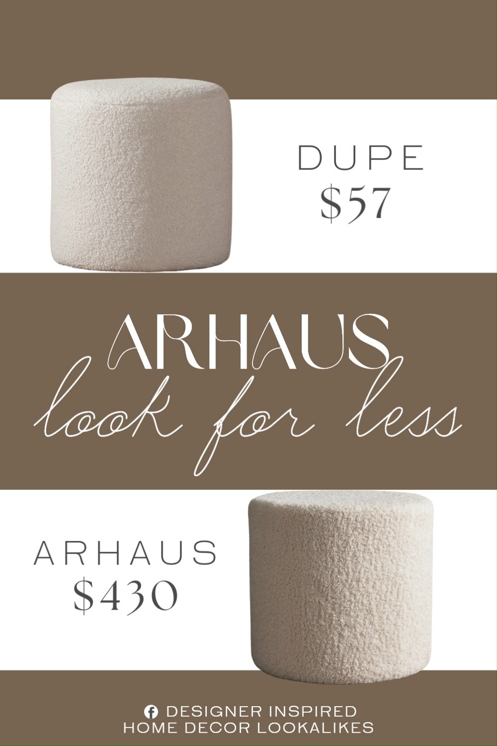 Inspired by Arhaus Faux Sherpa Pouf. Faux Sherpa Ottoman. Bouclé Fabric Pouf. Mid-Century Modern Pouf. Modern Accent Stool. Chic Living Room Pouf. Living Room Ottoman. Neutral Accent Stool. Ivory Bouclé Pouf. Cozy Fabric Stool. 

Home more affordable option find copy cat similar look for less budget friendly affordable cheap cheaper beautiful pretty. Clearance sale coupon code discount code promo code luxury lookalike look a like Inspo inspiration inspired by idea ideas Love like these? I share multiple every day in my FB group.
#arhausinspired #fauxsherpapouf #boucleottoman #accentstool #furniturefinds #livingroomdecor #ottoman #stylishseating  

 #LTKHome