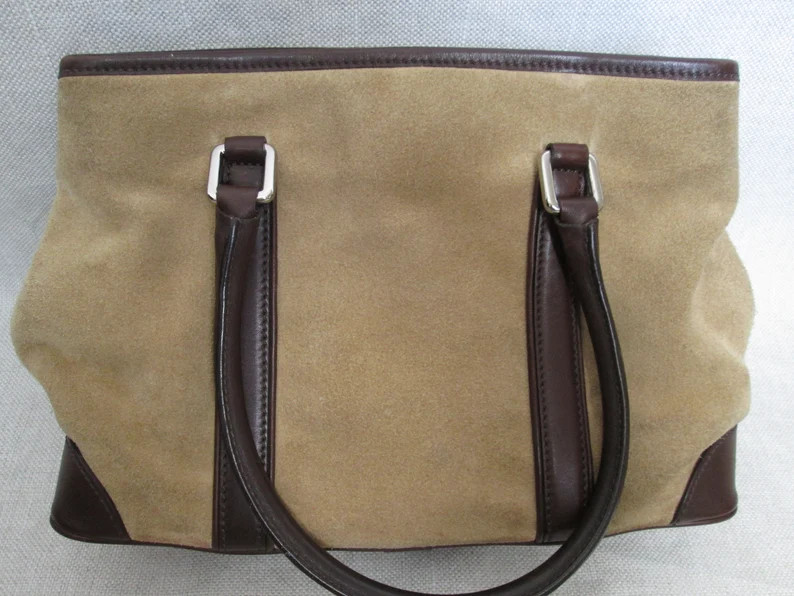 Coach Excellent Condition Tan Suede and Brown Leather Structured Purse/shoulder Bag Medium Size -... | Etsy (US)