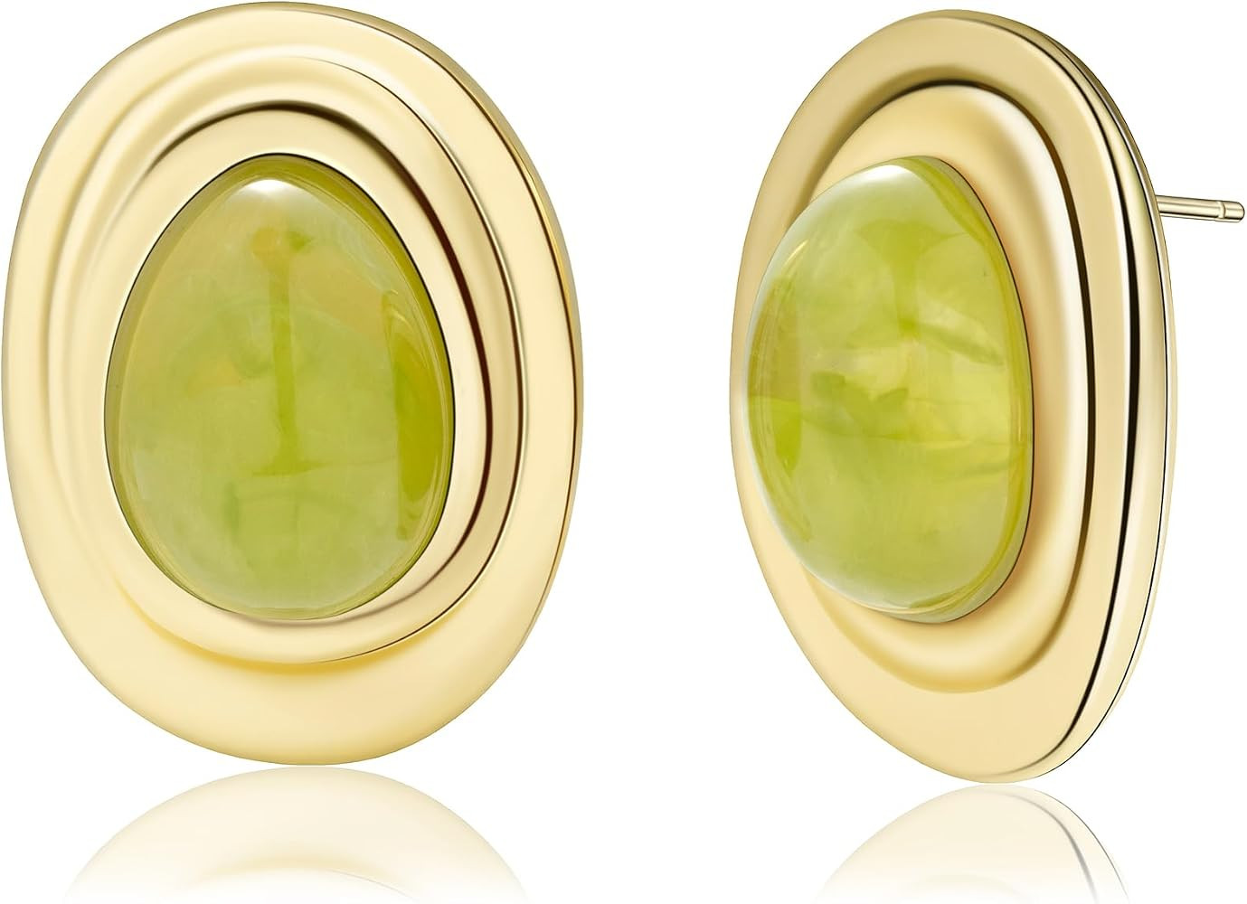 Resin Statement Chunky Gold Drop Earrings Big Vintage Colorful Oval Stud | Amazon (US)