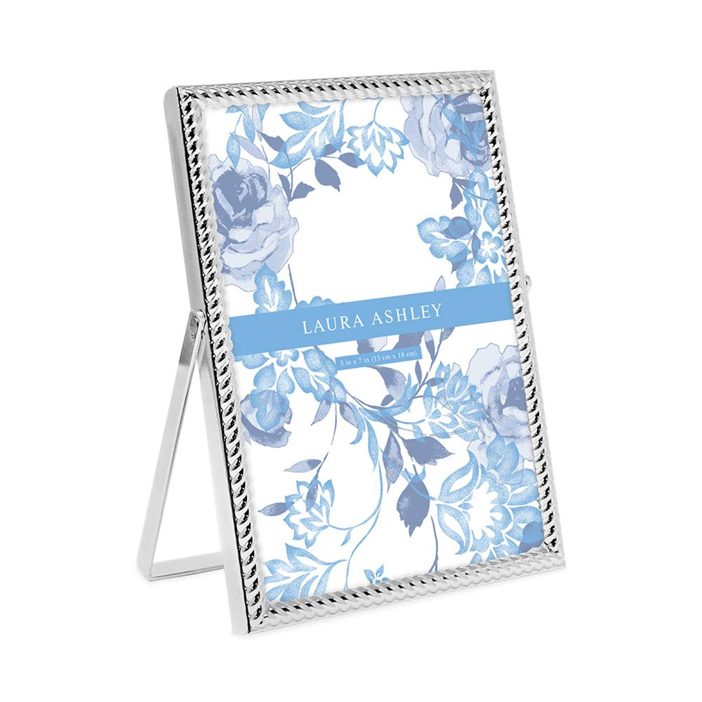 Laura Ashley 5x7 Silver Rope Metal Picture Frame (Vertical) with Pull-Out Easel Stand, Made for T... | Amazon (US)