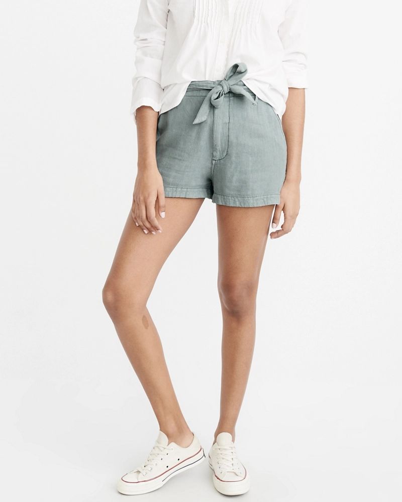 Womens Tie Waist High-Rise Shorts | Abercrombie & Fitch US & UK