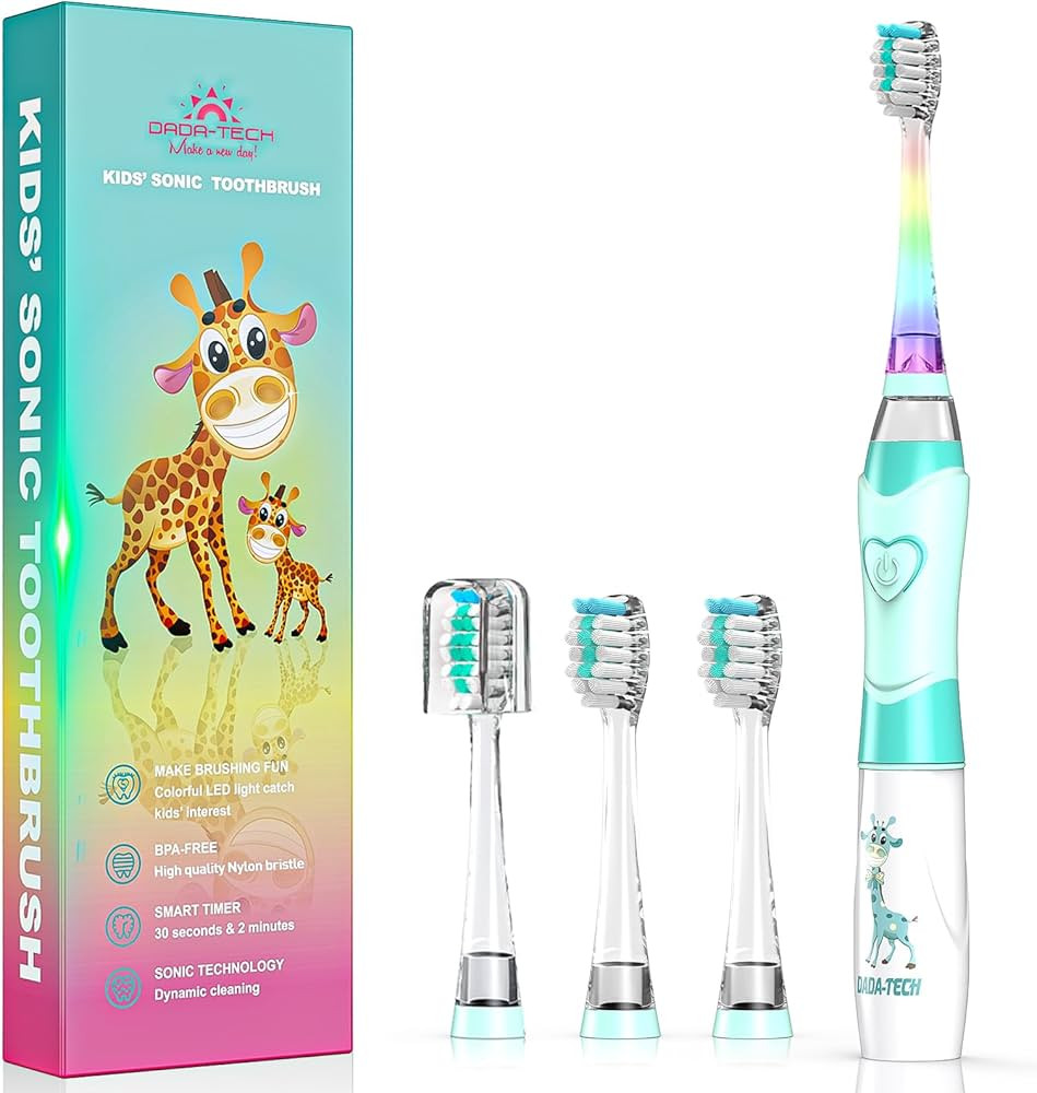 DADA-TECH Kids Electric Toothbrush Toddler Sonic Battery Powered Rainbow Light Up Vibrating Tooth... | Amazon (US)